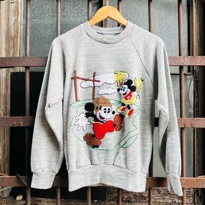 80s vintage Mickey & Minnie Mouse sweatshirt Small Medium - light gray crewneck